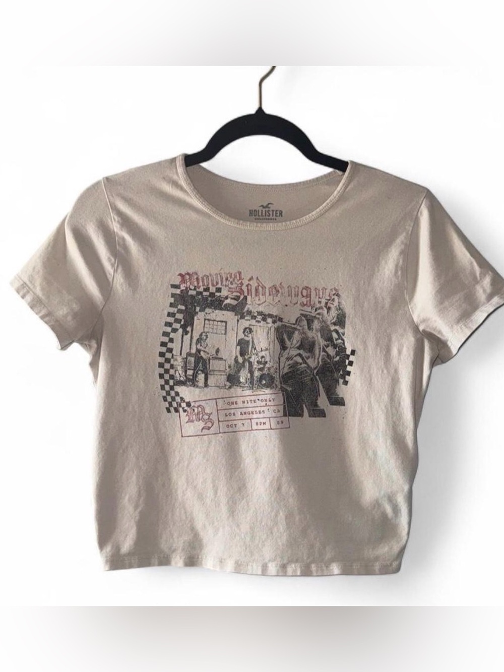 Hollister Vintage Style Graphic Cropped Tee Size L